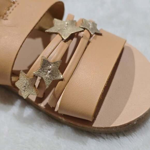 Zara ✦ Baby Toddler Sandals ✦ Gold Star Tan Faux Leather Velcro Sz 4½ Preloved - Picture 7 of 13